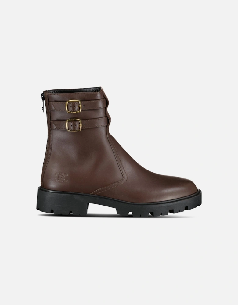 Margaret Calfskin Double Buckle Brown Boots