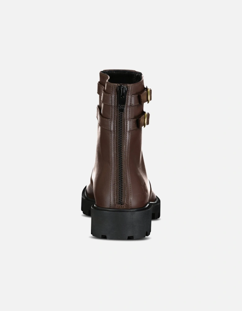 Margaret Calfskin Double Buckle Brown Boots