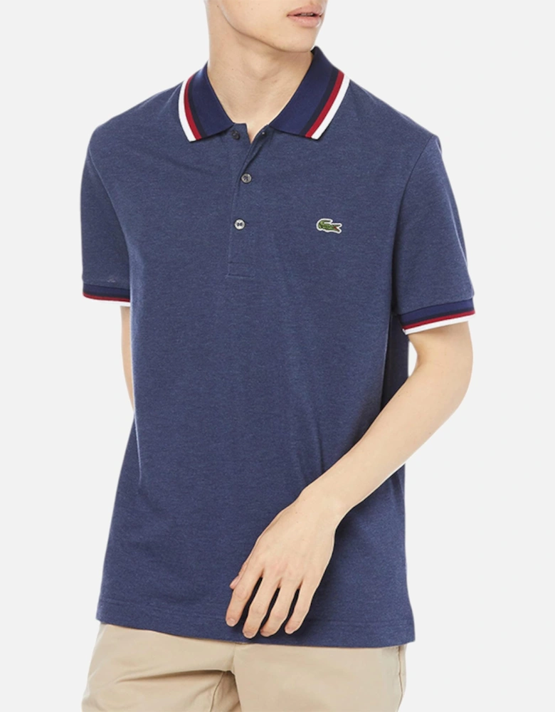 PH3461 Mens Polo Shirts Contrast Collar Regular Fit Pique Tennis Shirt
