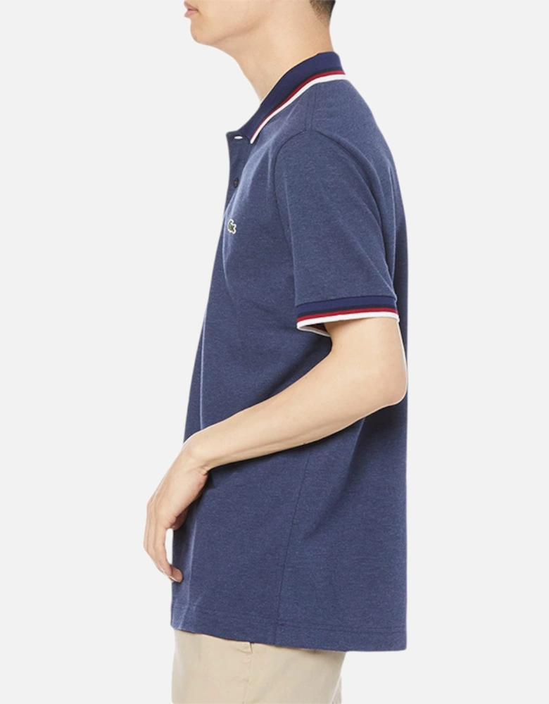 PH3461 Mens Polo Shirts Contrast Collar Regular Fit Pique Tennis Shirt