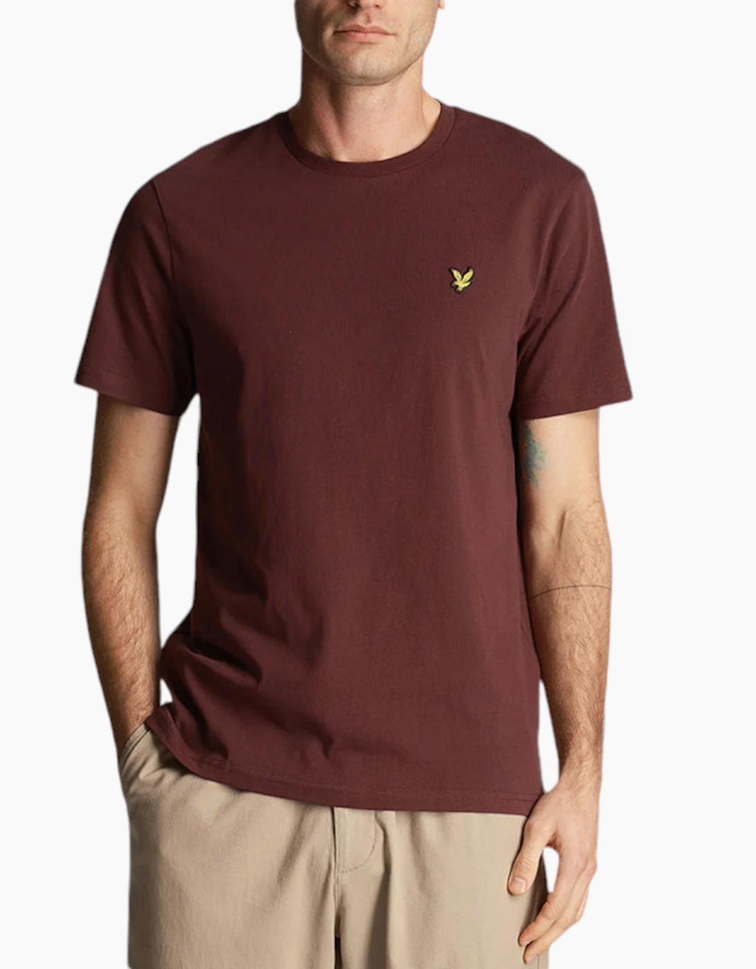 Men's Lyle Scott Mens Short Sleeve T Shirts Regular Fit Crew Neck Summer Cotton Tee - Red - Size: 38