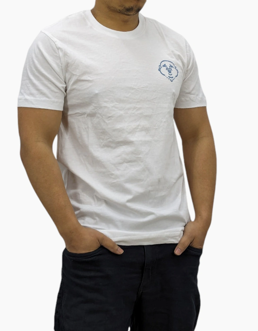 Men's True Religion 107816 Mens T Shirts Short Sleeve Buddha Face Summer Crew Neck Tee - White - Size: 38