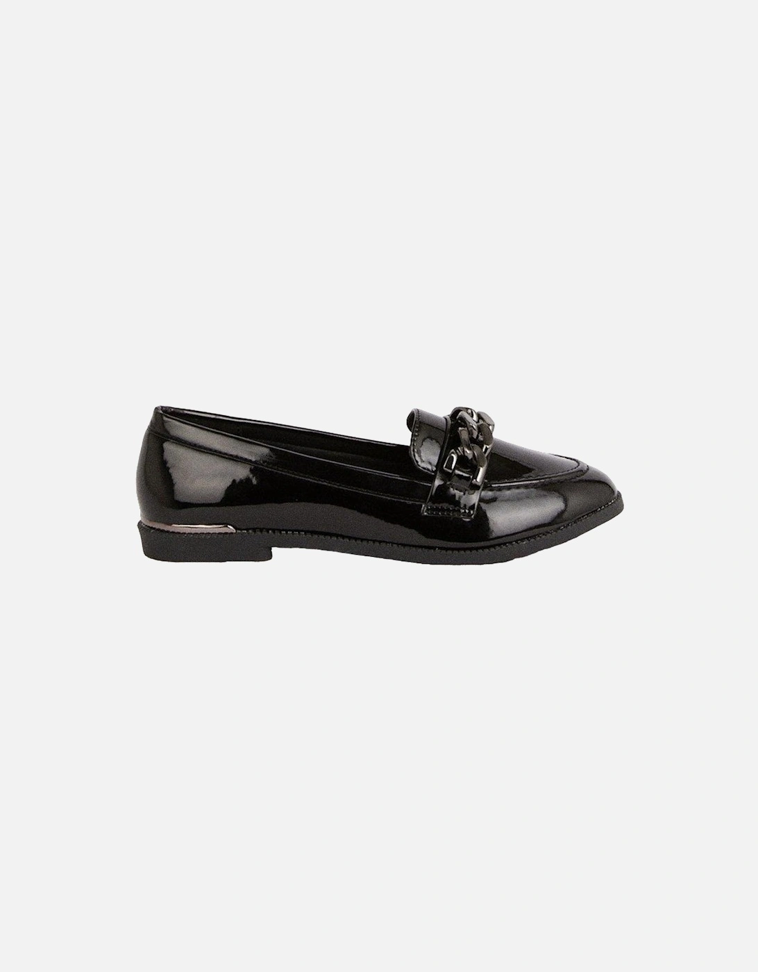 Womens/Ladies Leila Chain Patent PU Loafers