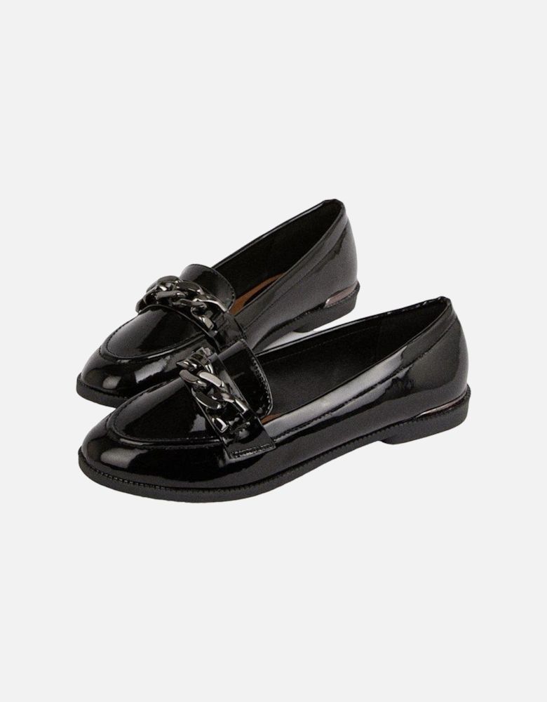 Womens/Ladies Leila Chain Patent PU Loafers