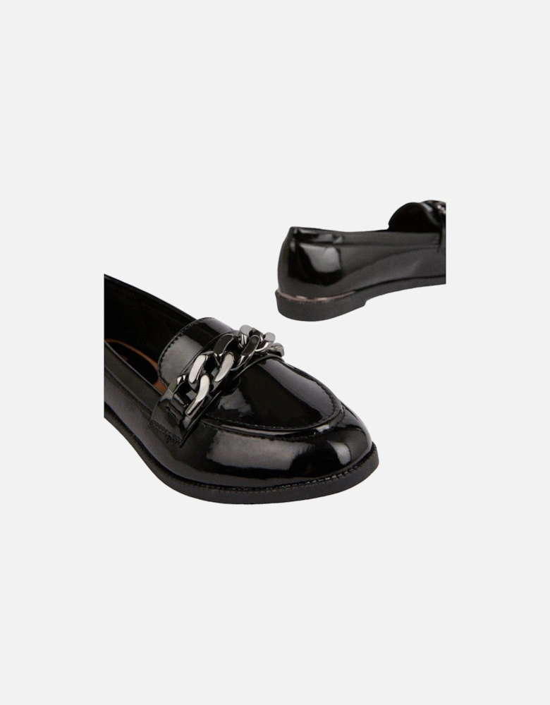 Womens/Ladies Leila Chain Patent PU Loafers