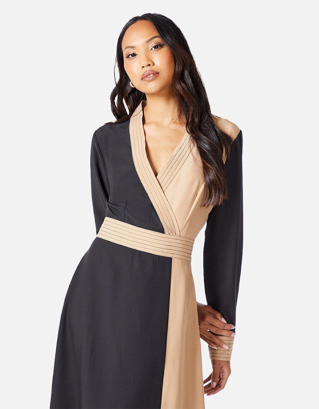 Womens/Ladies Contrast Detail Midi Dress