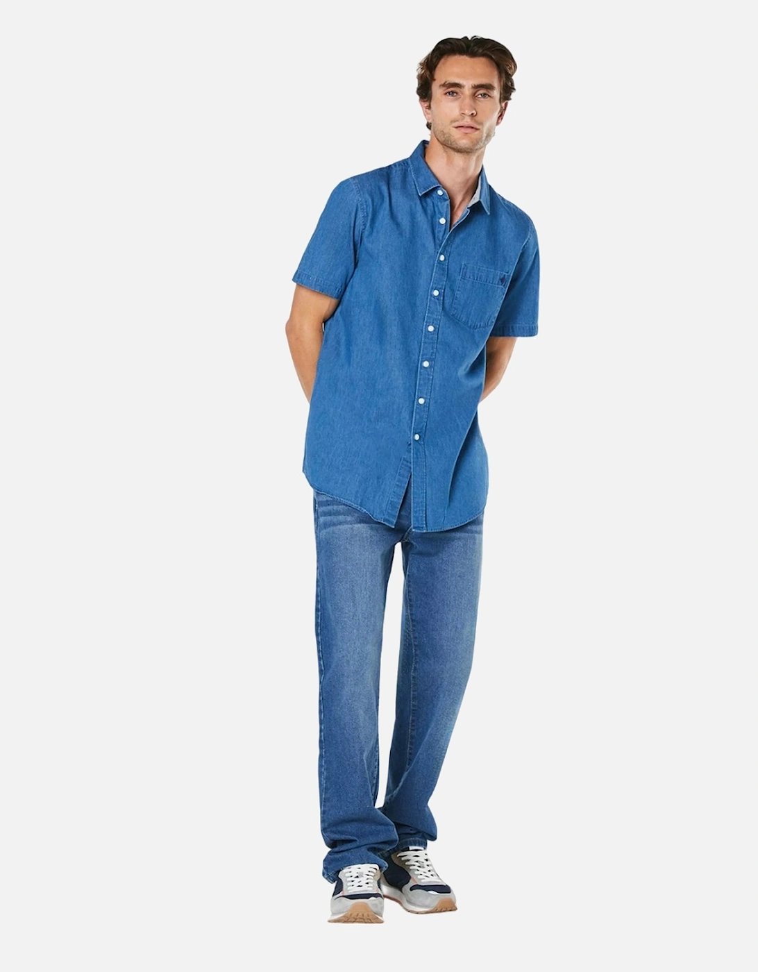 Mens Denim Short-Sleeved Shirt