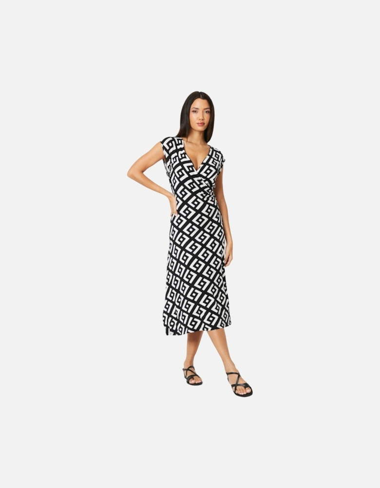 Womens/Ladies Geometric Jersey Twisted Midi Dress