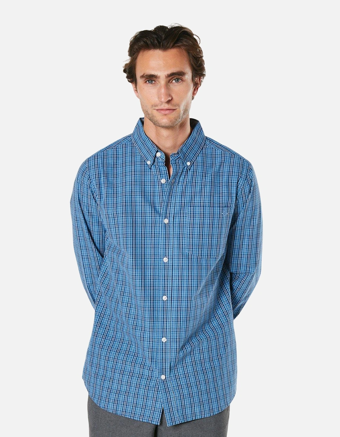 Mens Berg Check Long-Sleeved Shirt, 4 of 3