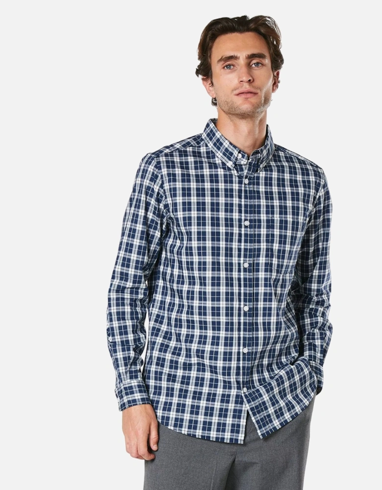 Mens Mono Check Long-Sleeved Shirt