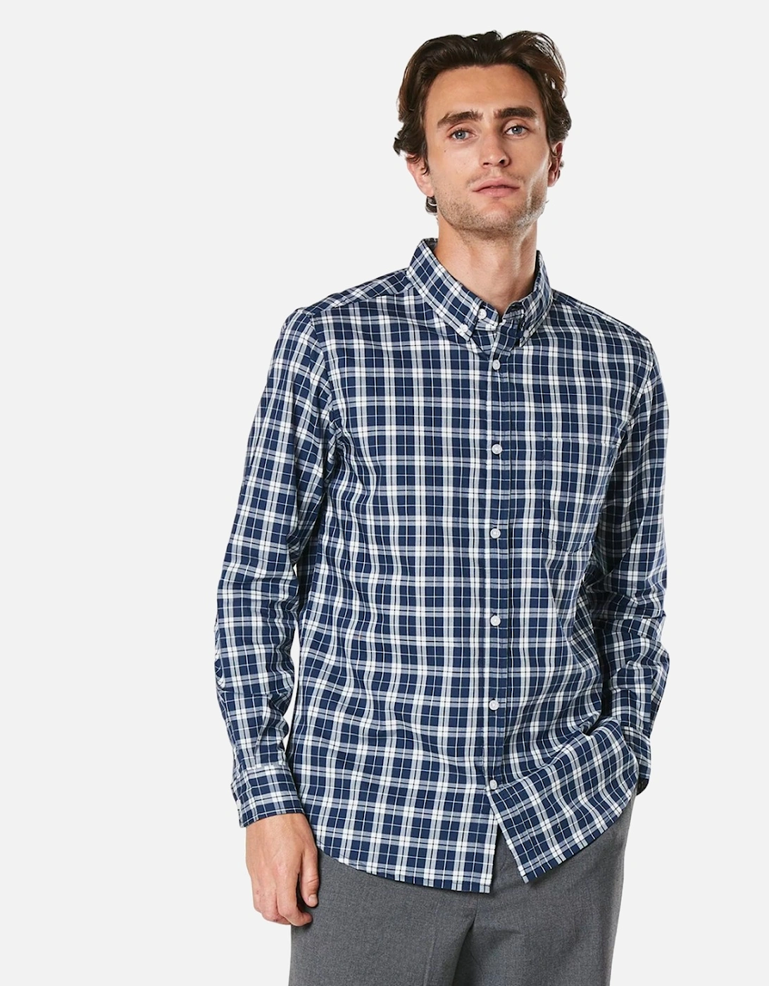 Mens Mono Check Long-Sleeved Shirt, 4 of 3