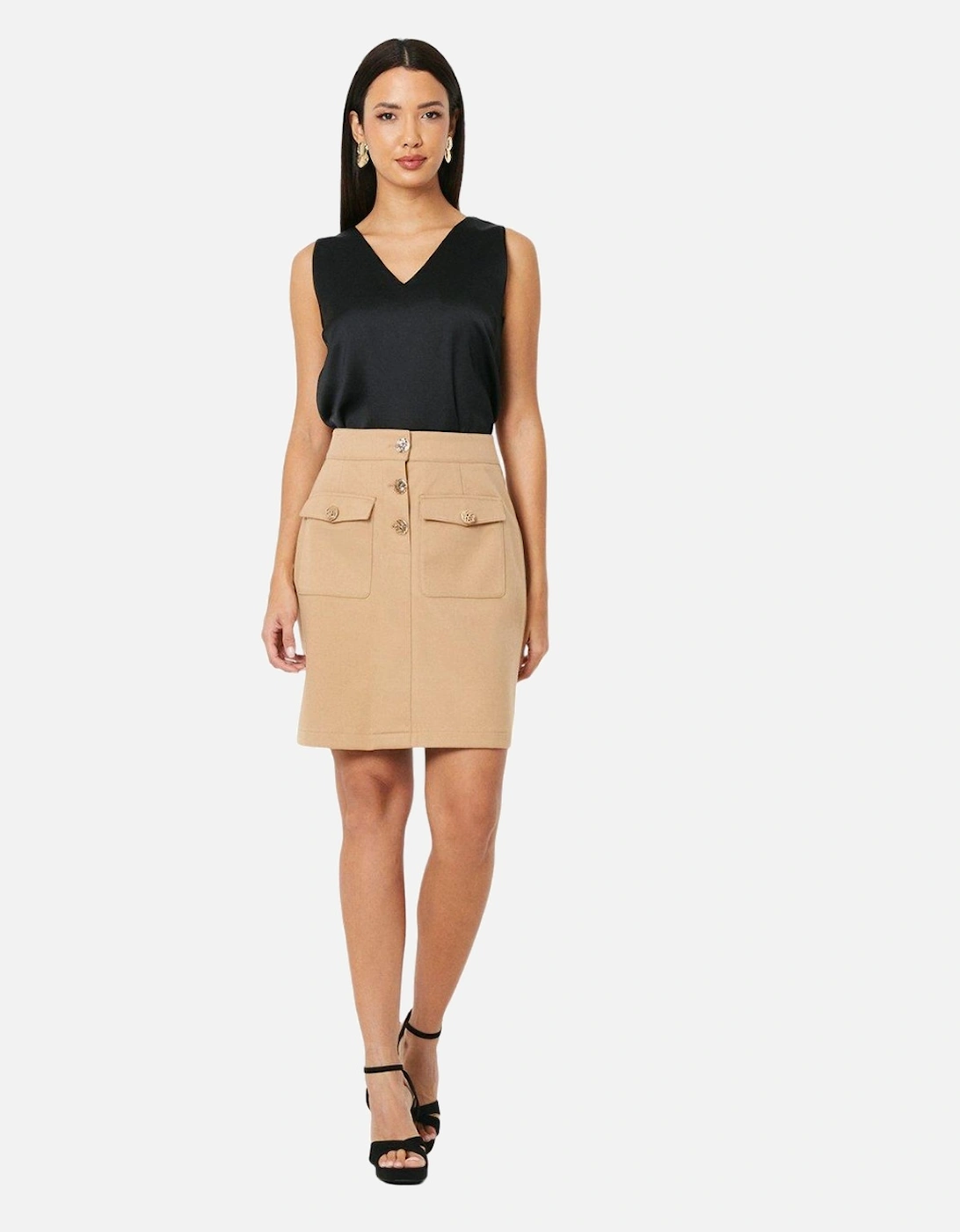 Womens/Ladies Button Detail Mini Skirt