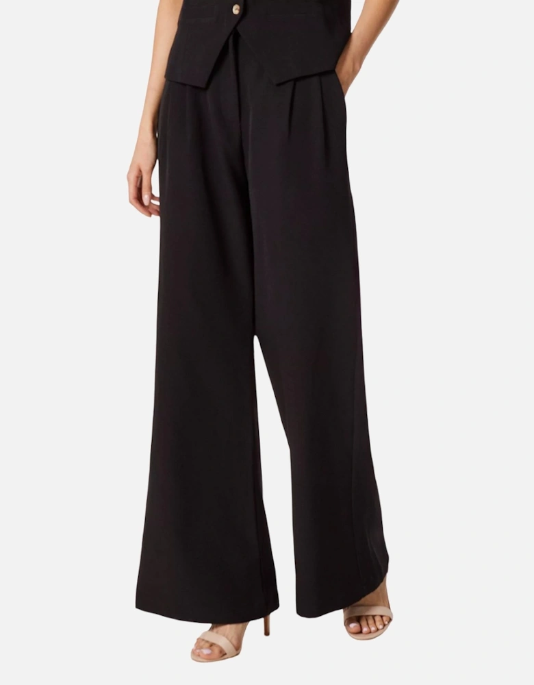 Womens/Ladies High Waist Wide Leg Trousers