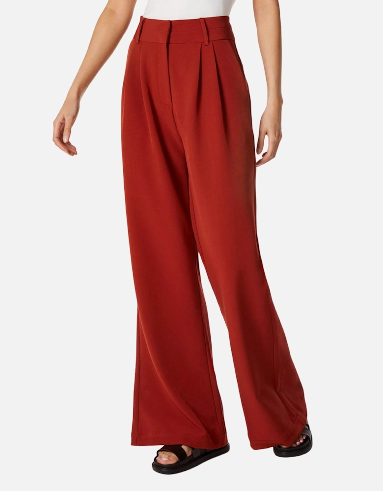 Womens/Ladies High Waist Wide Leg Trousers