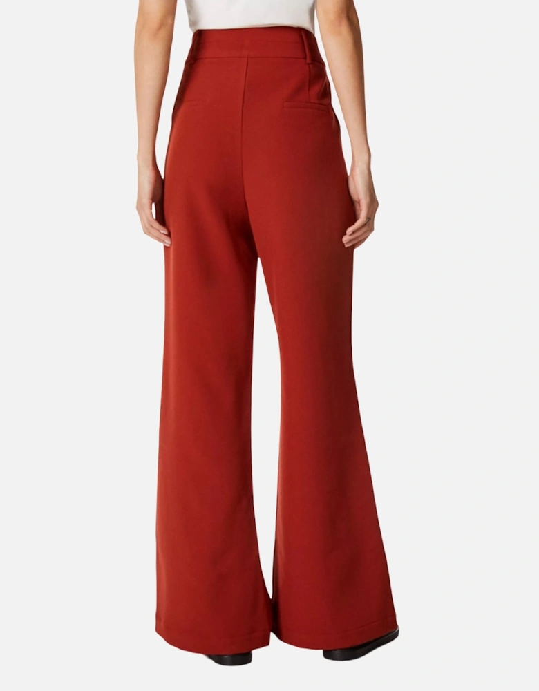 Womens/Ladies High Waist Wide Leg Trousers