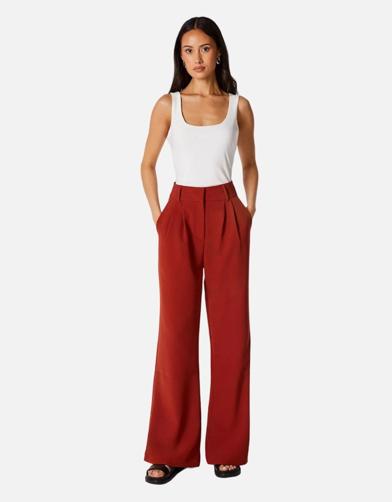 Womens/Ladies High Waist Wide Leg Trousers