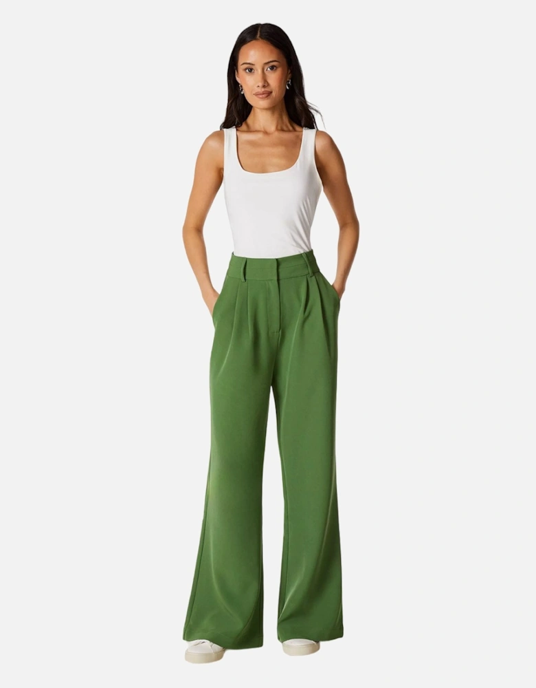 Womens/Ladies High Waist Wide Leg Trousers