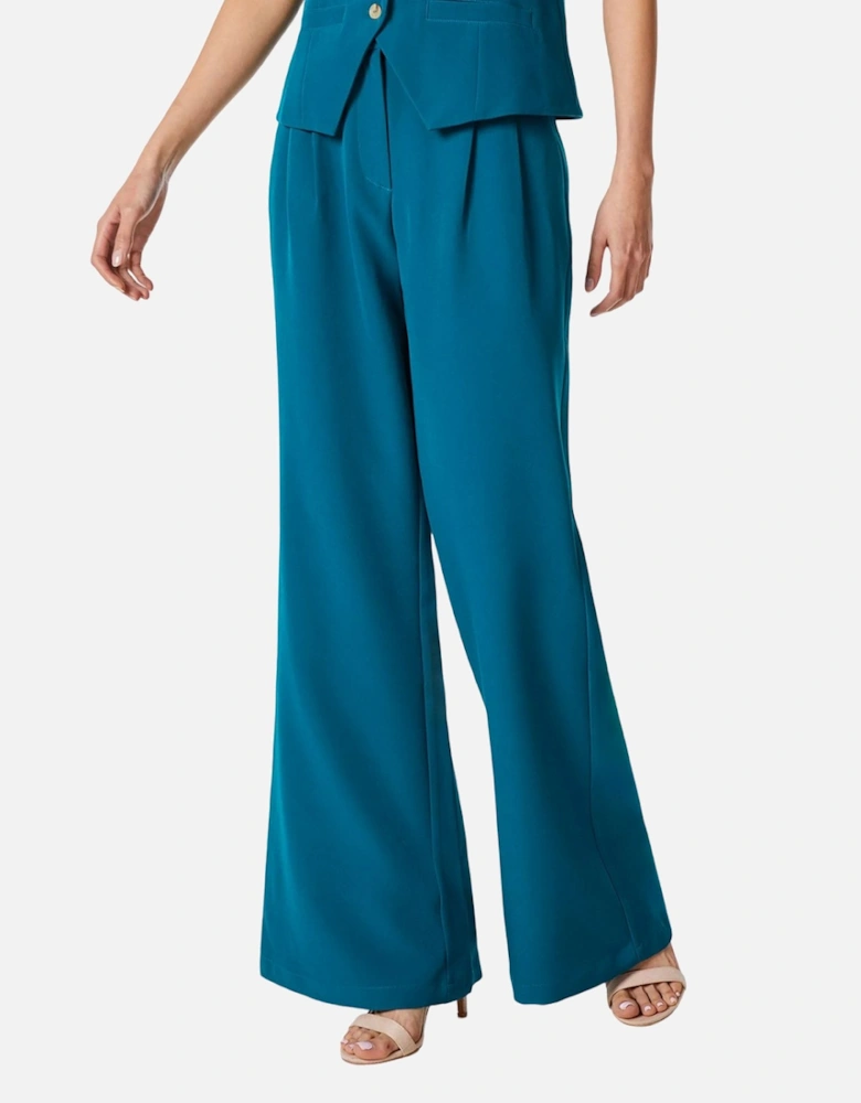 Womens/Ladies High Waist Wide Leg Trousers