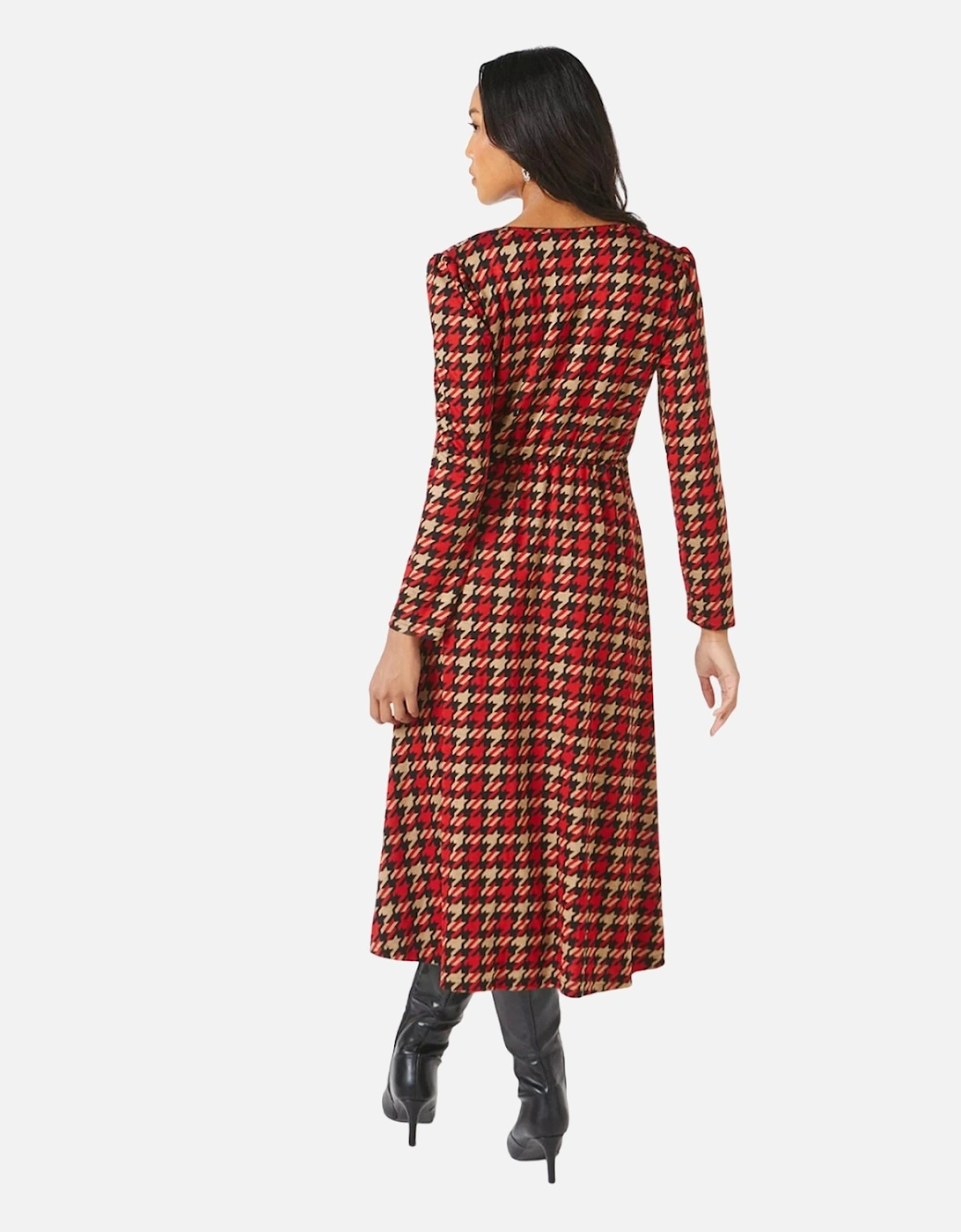 Womens/Ladies Dogtooth Jacquard Wrap Midi Dress