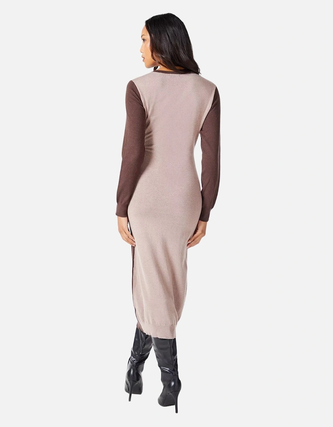 Womens/Ladies Colour Block Knitted Midi Dress