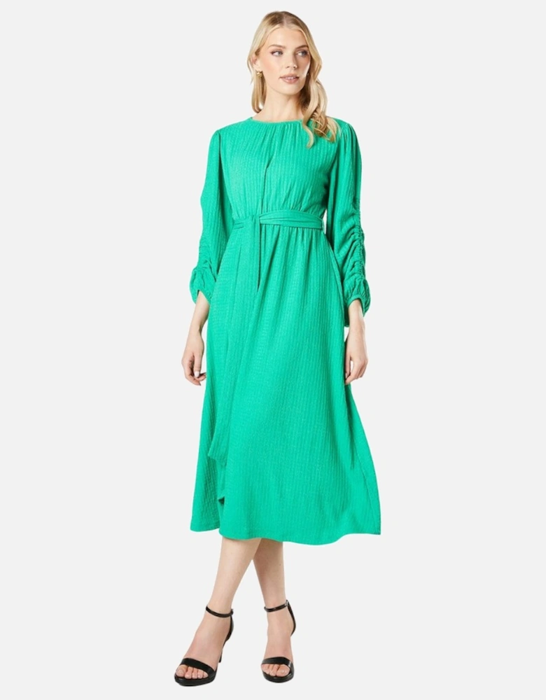 Womens/Ladies Textured Jersey Belt Midi Dress