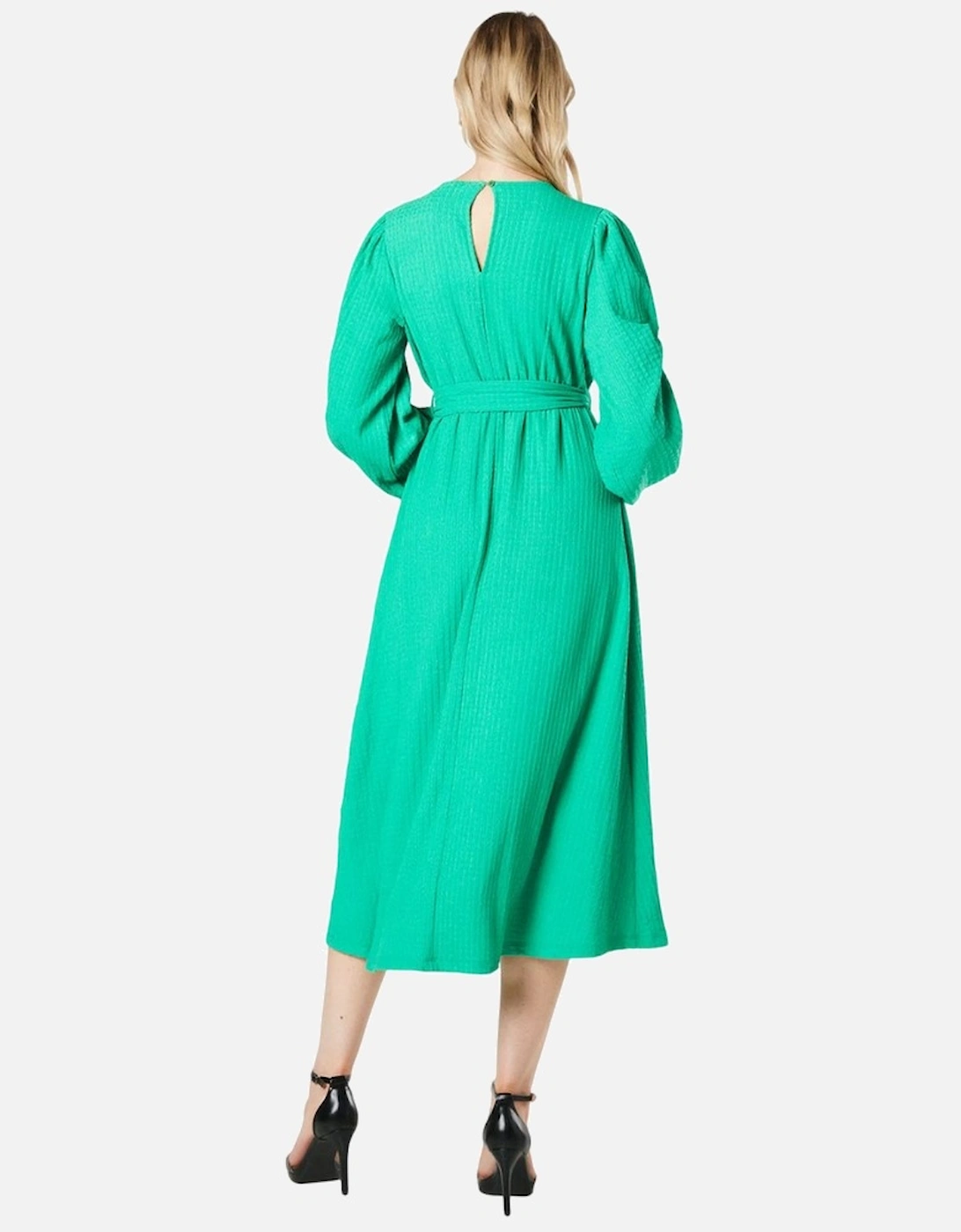 Womens/Ladies Textured Jersey Belt Midi Dress