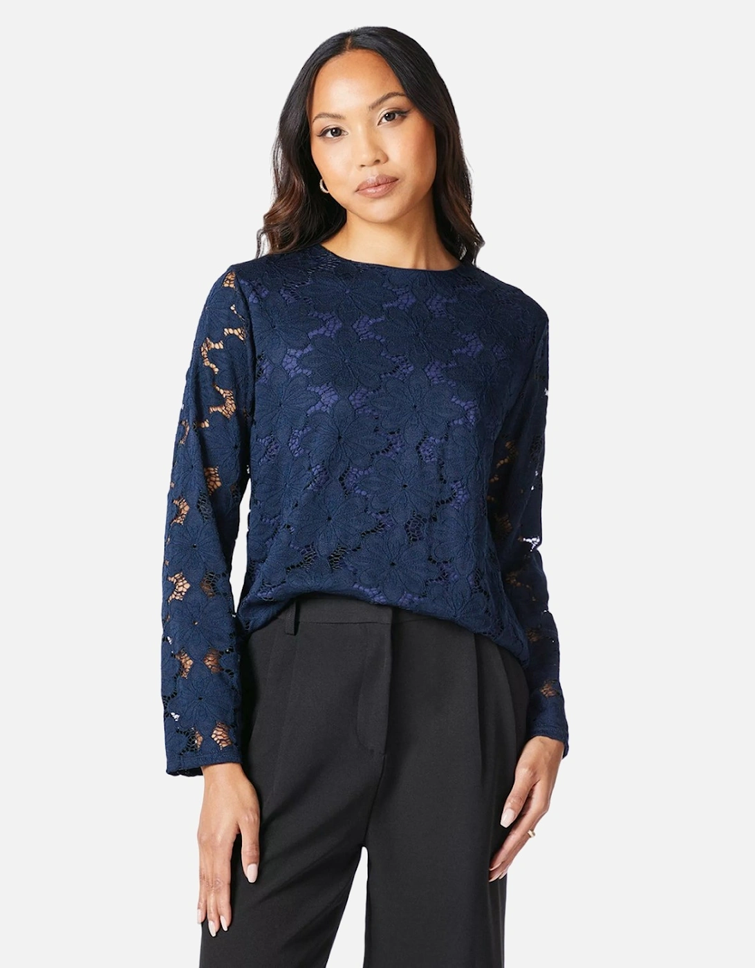 Womens/Ladies Lace Long-Sleeved Top, 4 of 3