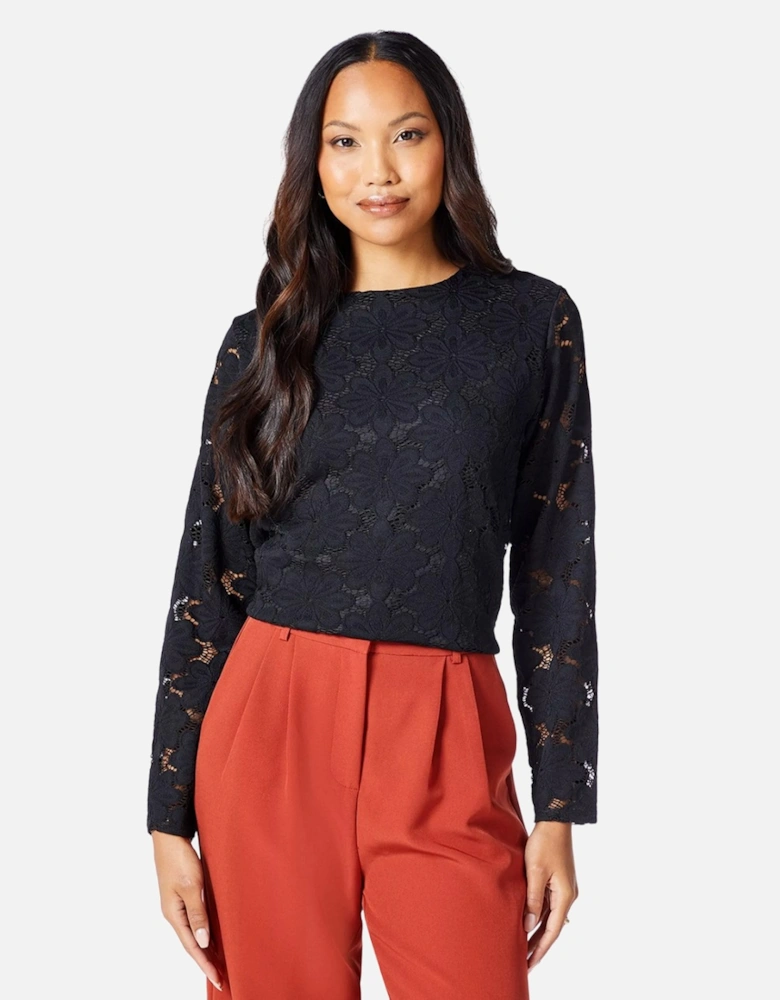 Womens/Ladies Lace Long-Sleeved Top