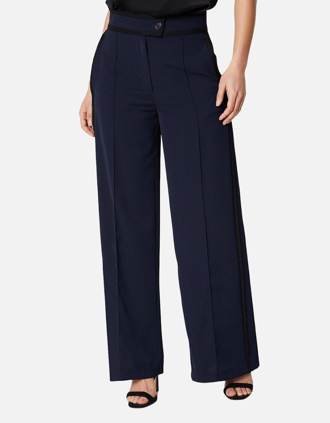 Womens/Ladies Piped Wide Leg Trousers, 4 of 3