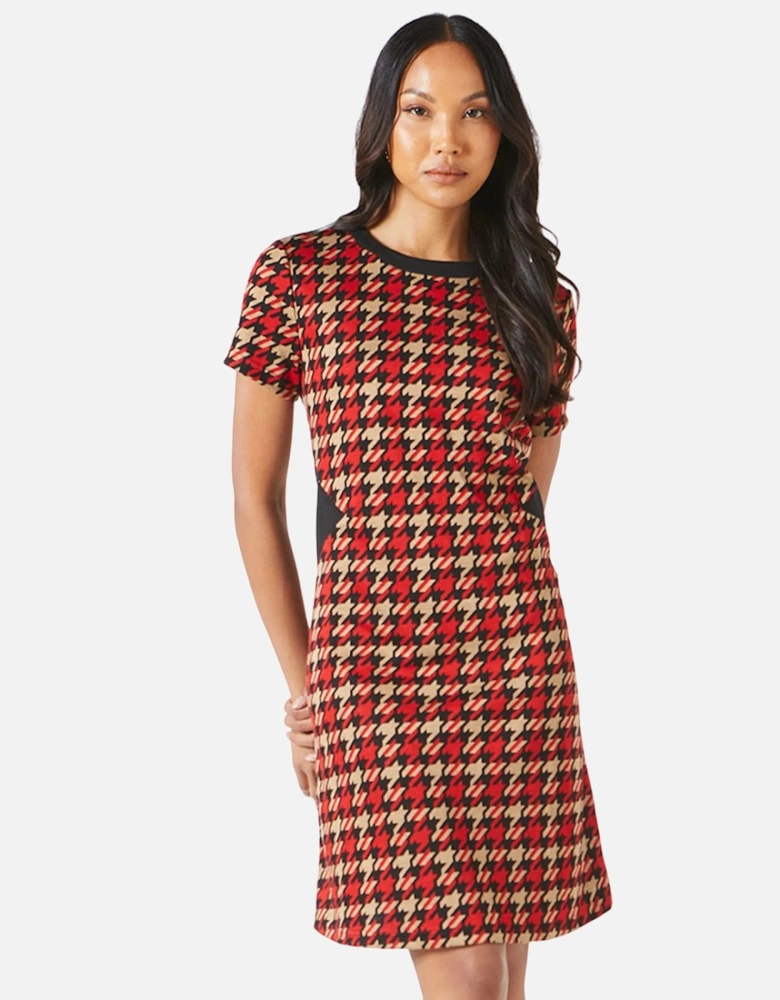 Womens/Ladies Dogtooth Jacquard Shift Dress