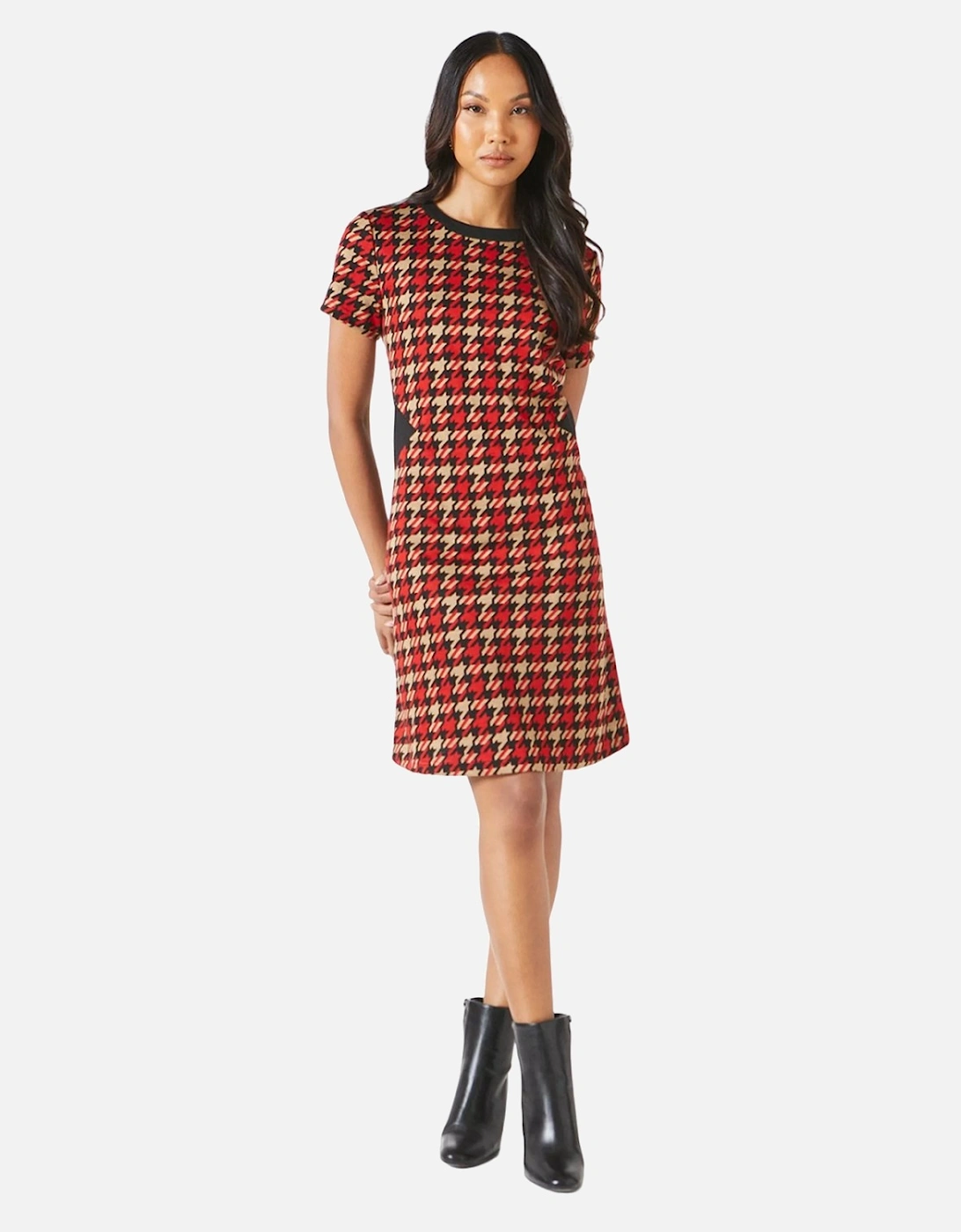 Womens/Ladies Dogtooth Jacquard Shift Dress