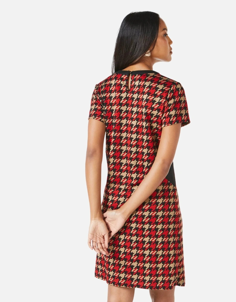 Womens/Ladies Dogtooth Jacquard Shift Dress