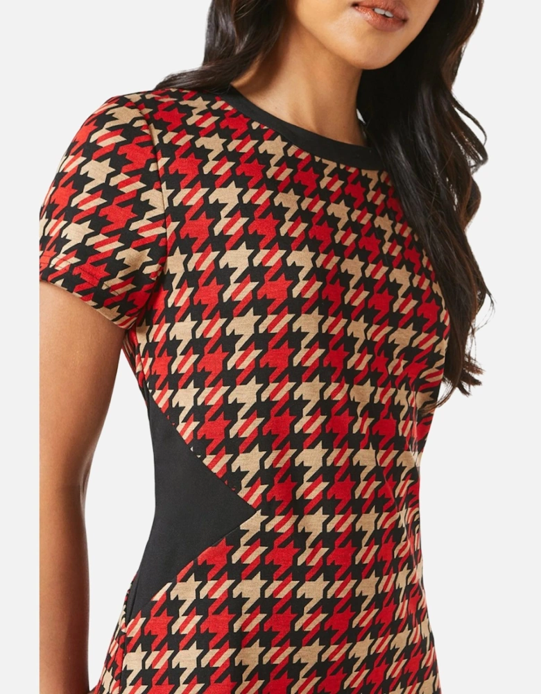 Womens/Ladies Dogtooth Jacquard Shift Dress