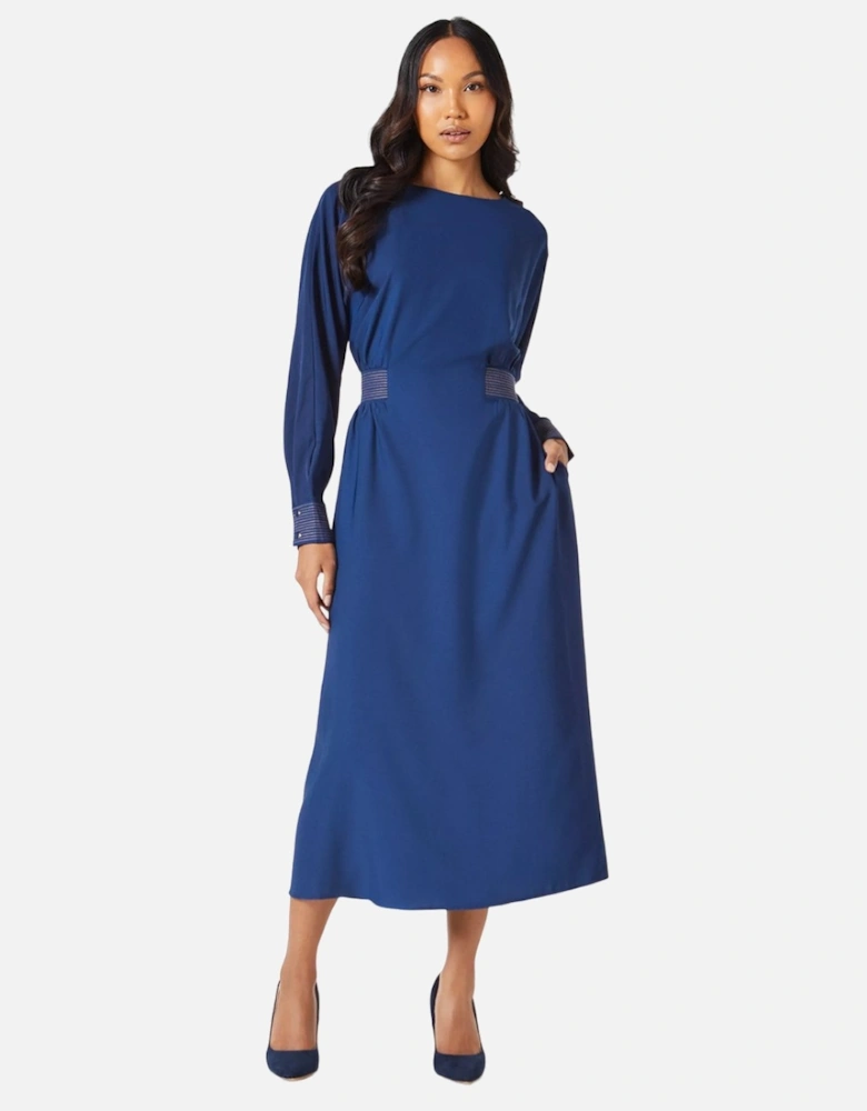 Womens/Ladies Contrast Detail Crepe Midi Dress