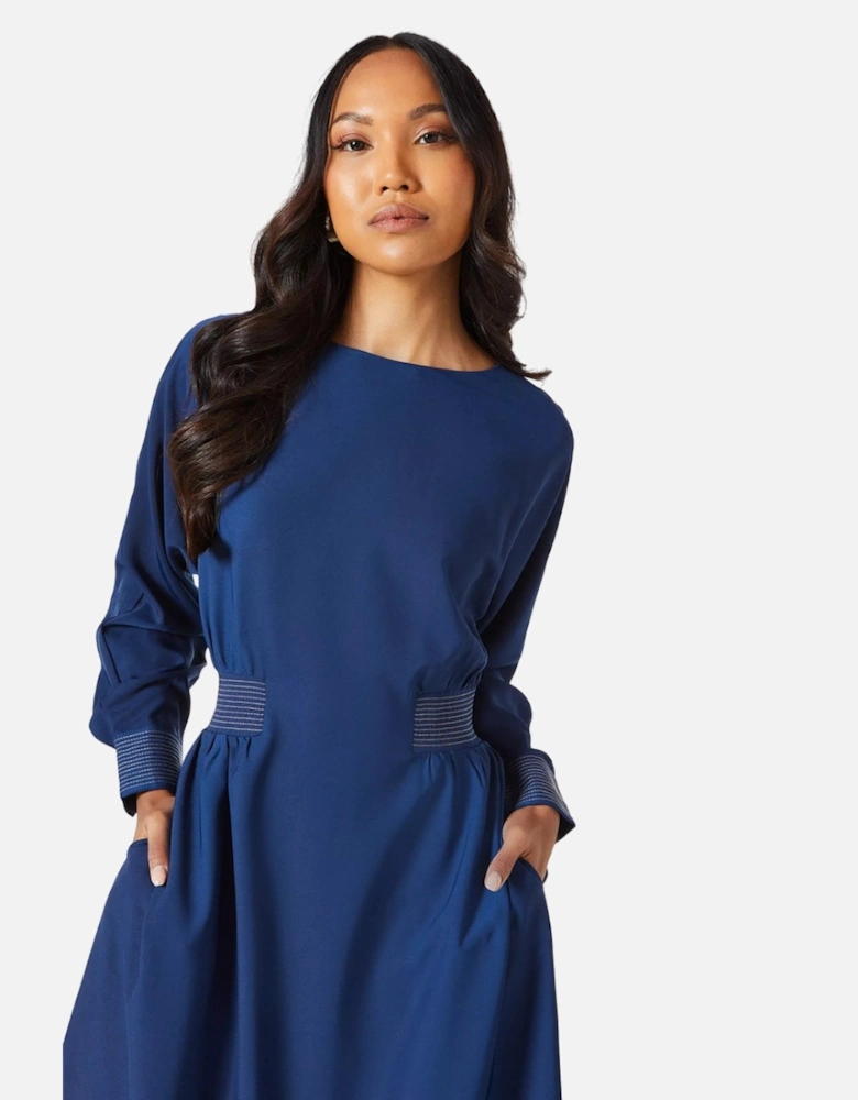 Womens/Ladies Contrast Detail Crepe Midi Dress