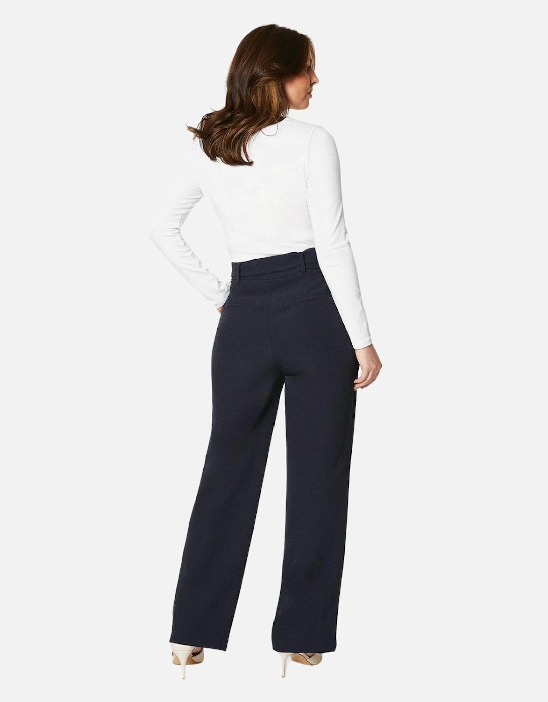 Womens/Ladies Belt Wide Leg Trousers