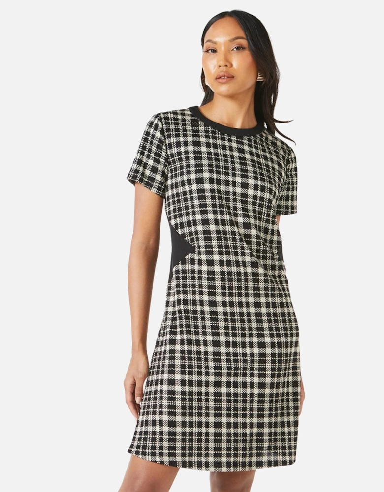 Womens/Ladies Checked Jacquard Shift Dress