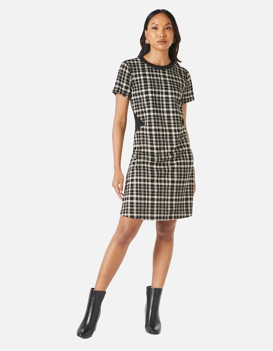 Womens/Ladies Checked Jacquard Shift Dress