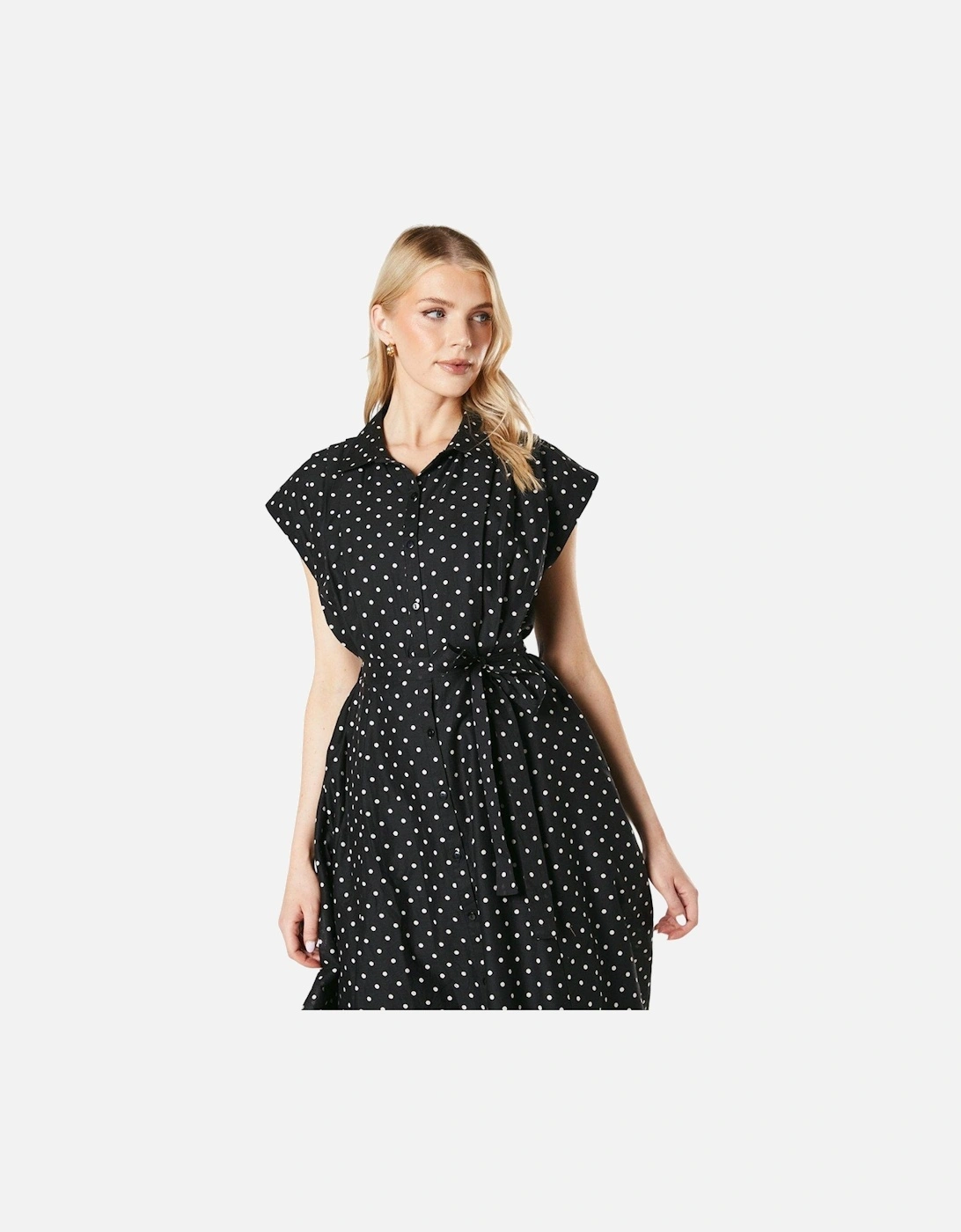 Womens/Ladies Spotted Belt Shirt Dress