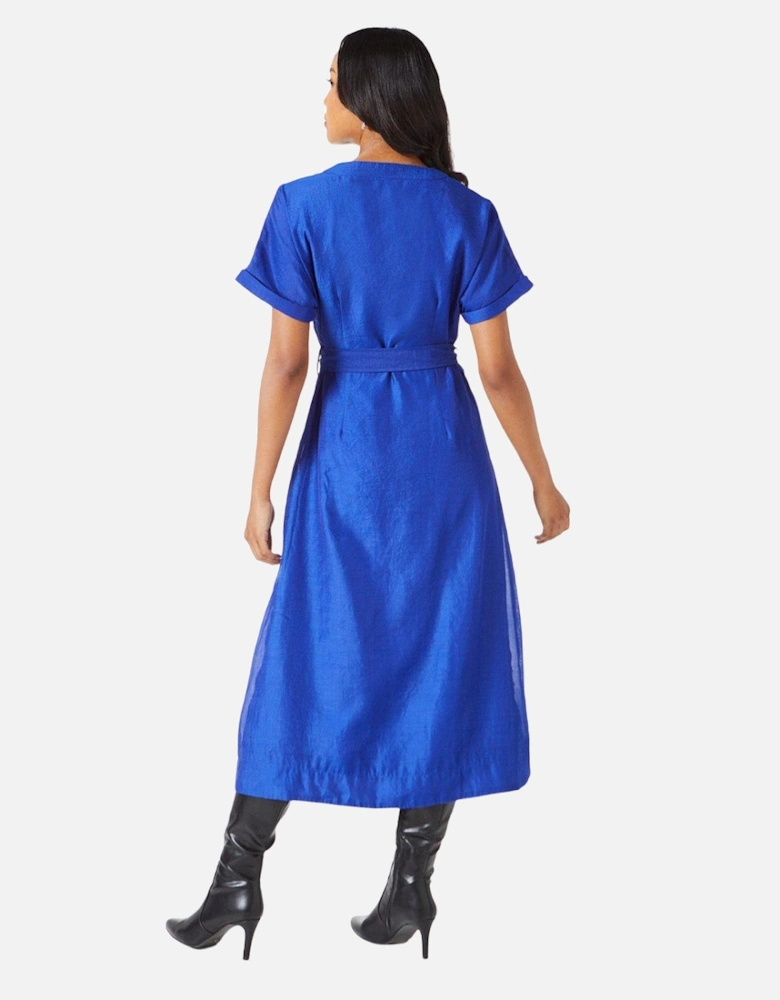 Womens/Ladies Belted Organza Shirt Dress