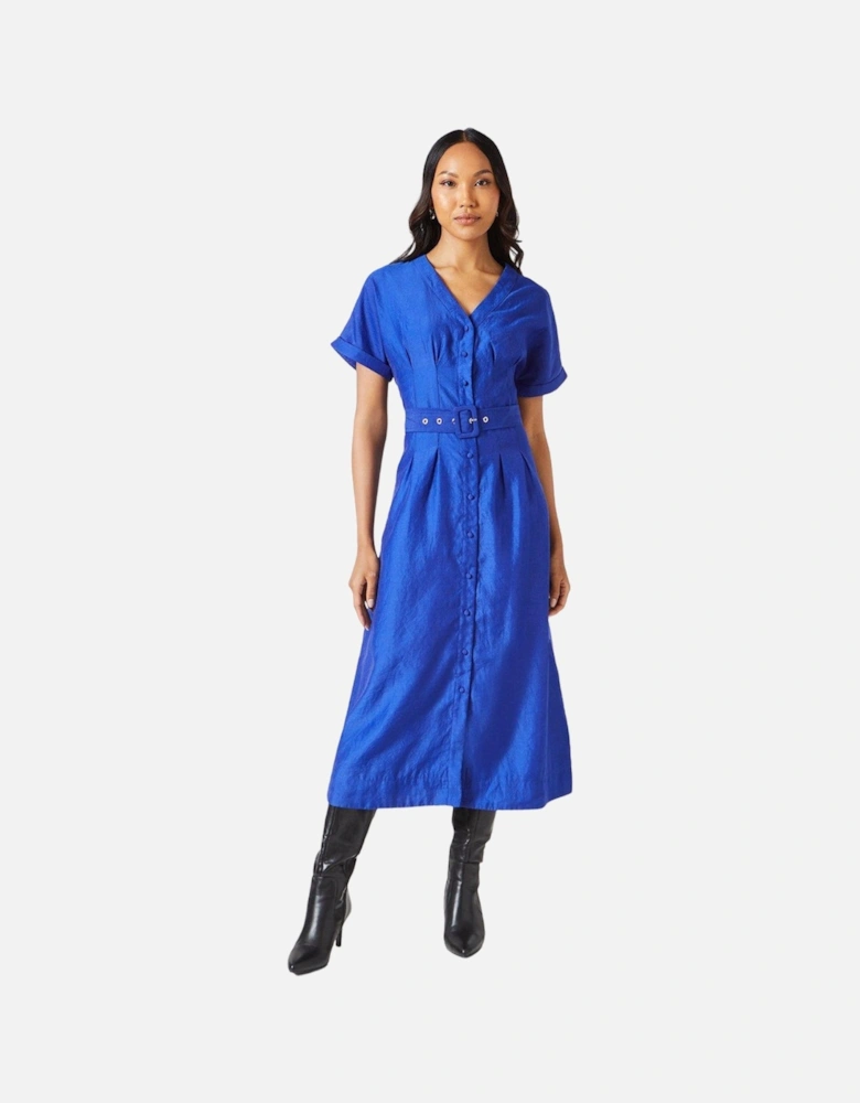 Womens/Ladies Belted Organza Shirt Dress