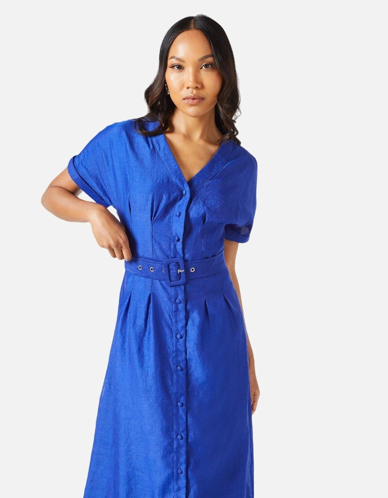 Womens/Ladies Belted Organza Shirt Dress