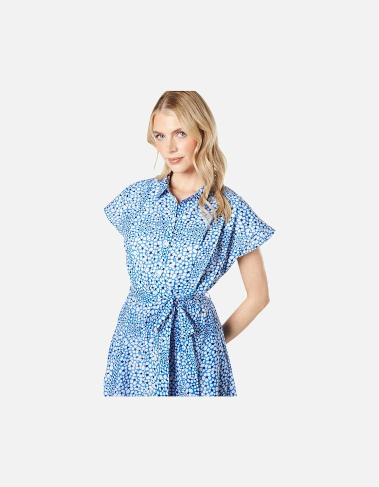 Womens/Ladies Printed Belt Shirt Dress