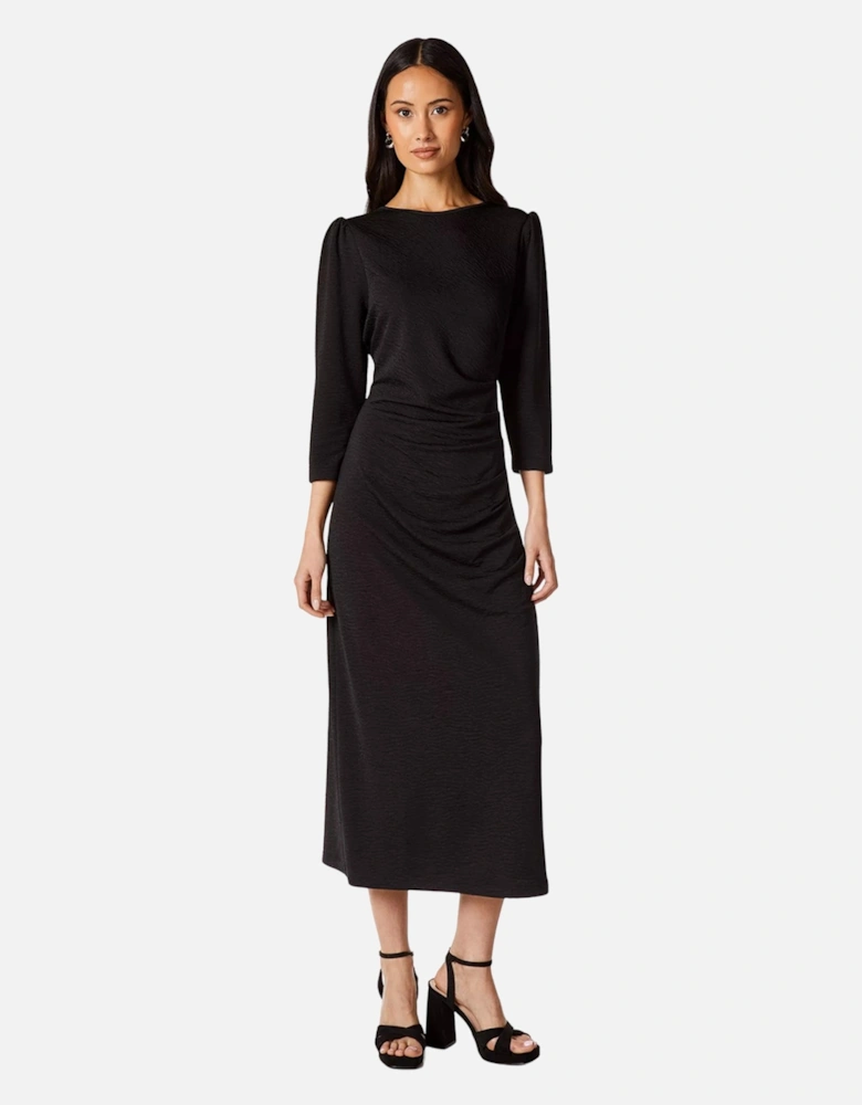 Womens/Ladies Textured Jersey Front Seam Detail Midi Dress