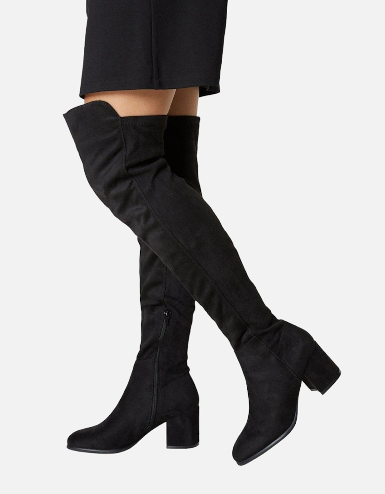 Womens/Ladies Kelly Suedette Stretch Knee-High Boots