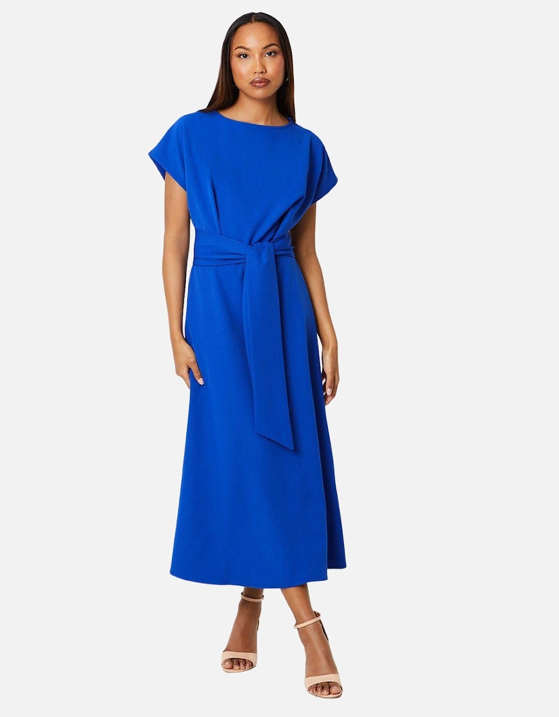 Womens/Ladies Waist Tie Midi Dress, 4 of 3