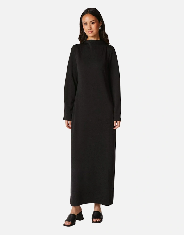 Womens/Ladies Textured Jersey Long-Sleeved Maxi Dress