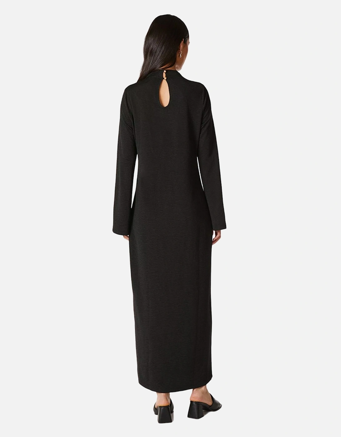 Womens/Ladies Textured Jersey Long-Sleeved Maxi Dress