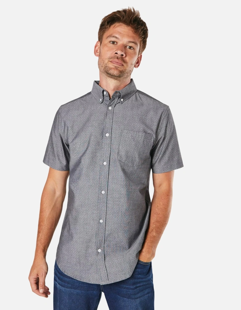 Mens Pin Dot Chambray Short-Sleeved Shirt