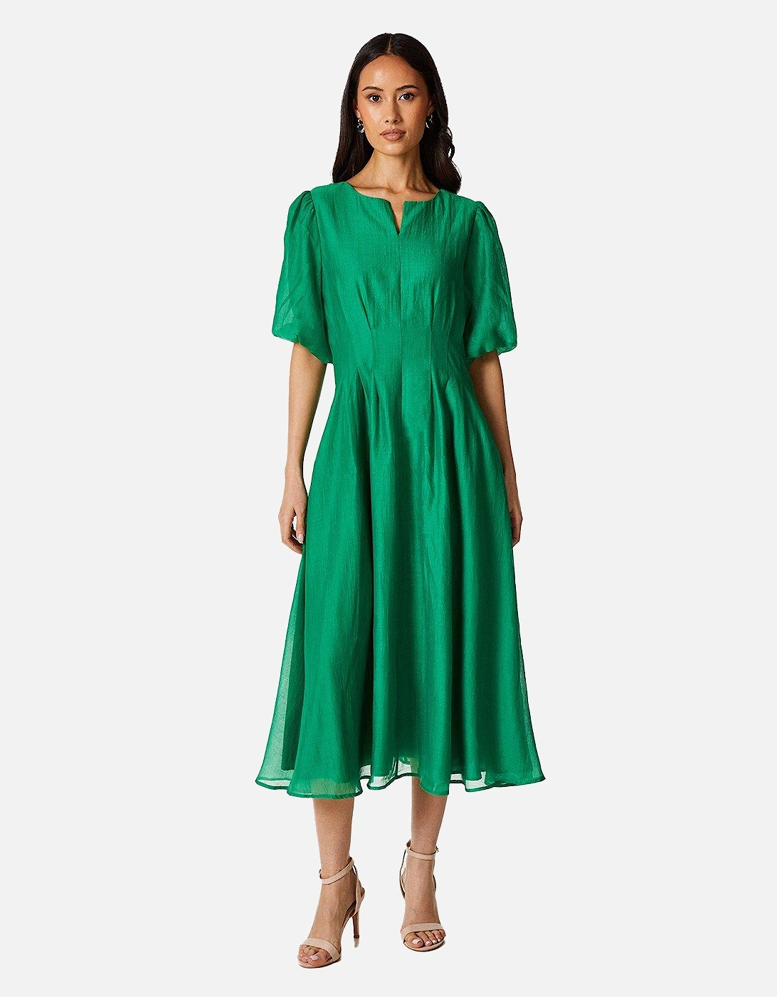 Womens/Ladies Organza Pleated Midi Dress, 5 of 4